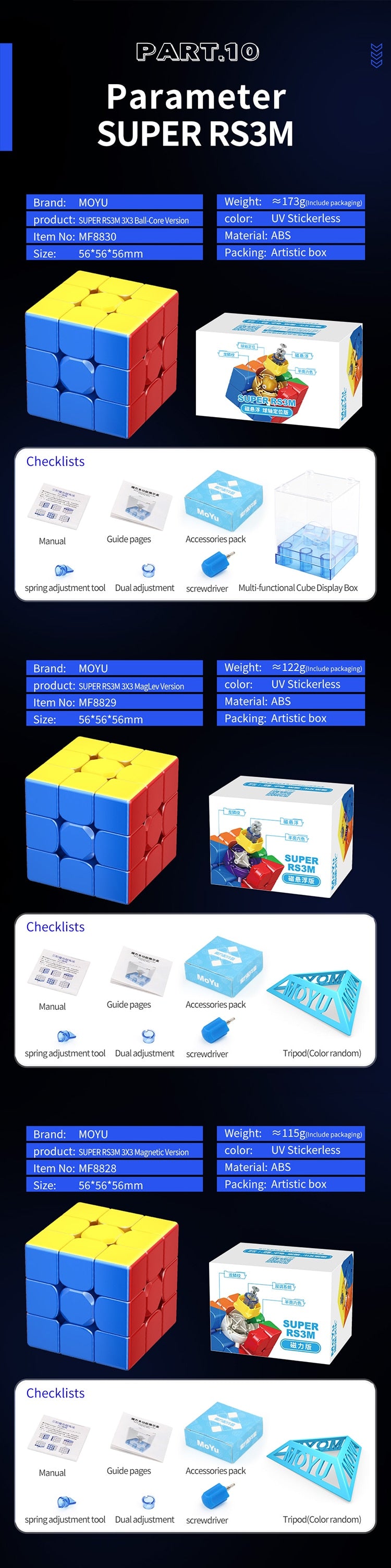 MoYu super RS3M Maglev Ball Core 3x3 Magnetic Magic Puzzle Cube.