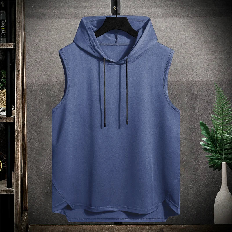Men's Short Sleeve Quick Dry Fitness Vest With Hood