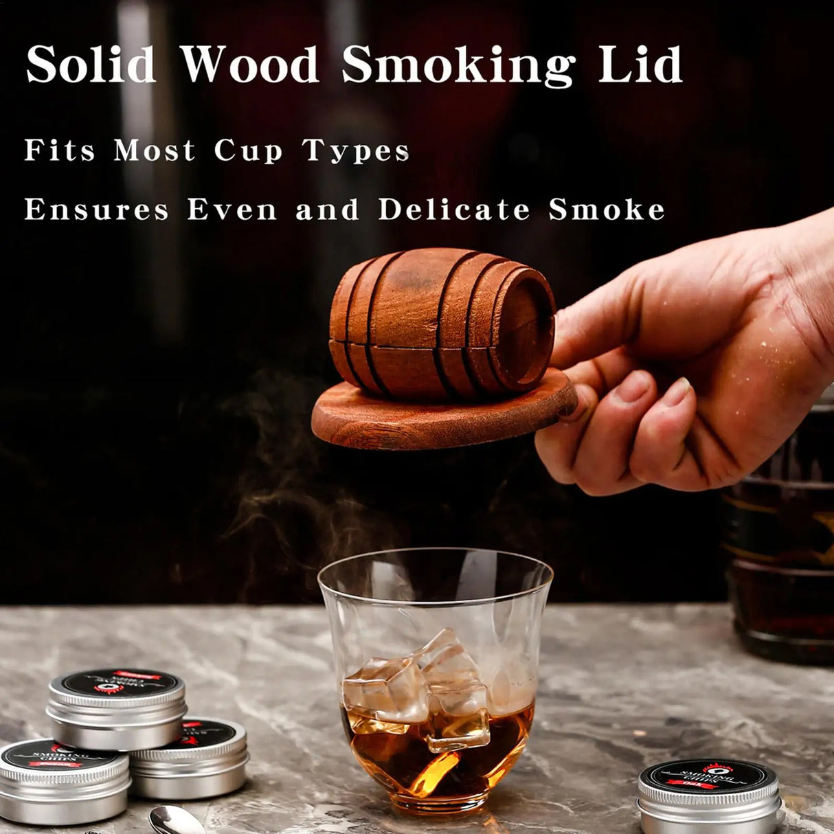 Wooden Smoke Infuser For Old Fashioned Bourbon Drinks