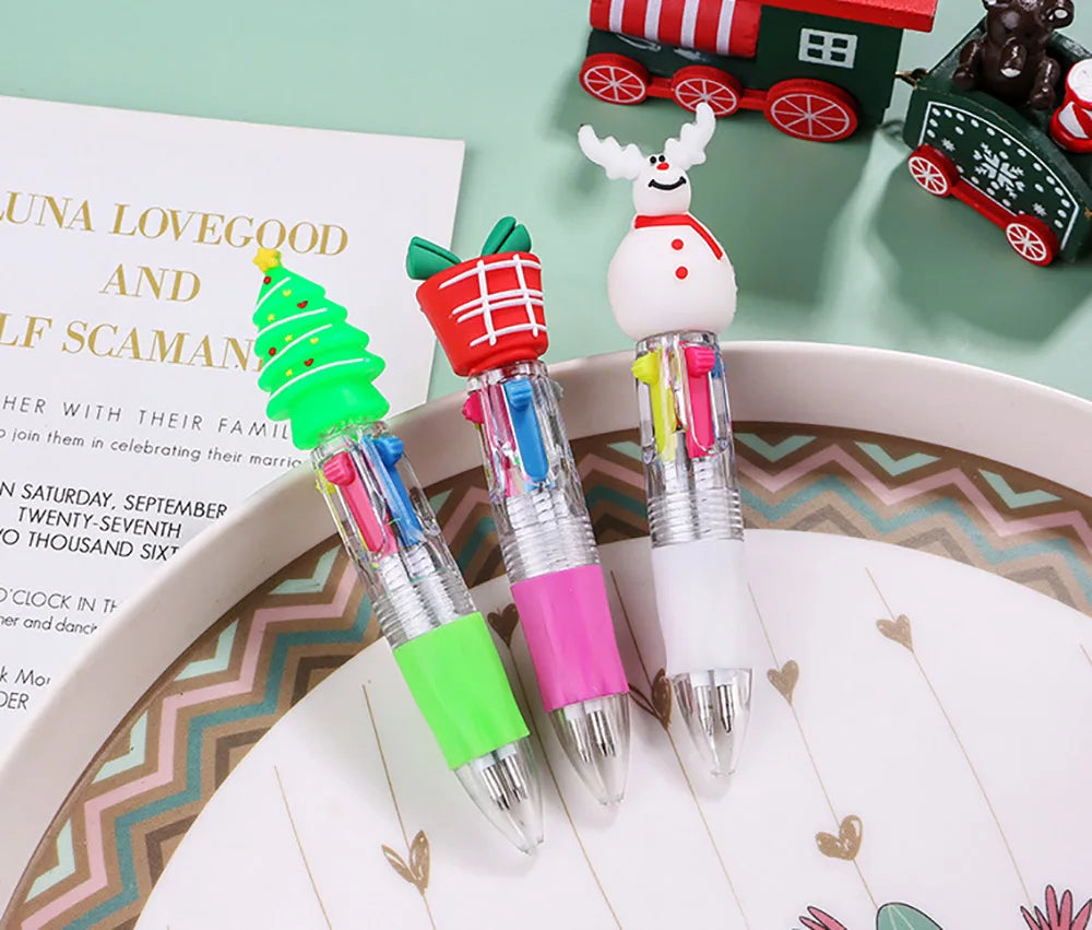 1Pcs 4 Color Retractable Mini Christmas Pen.