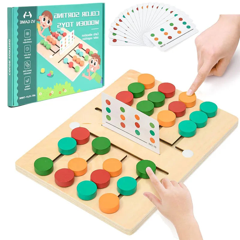 Toddlers Wooden Colorful Slide Matching Puzzle Board Game