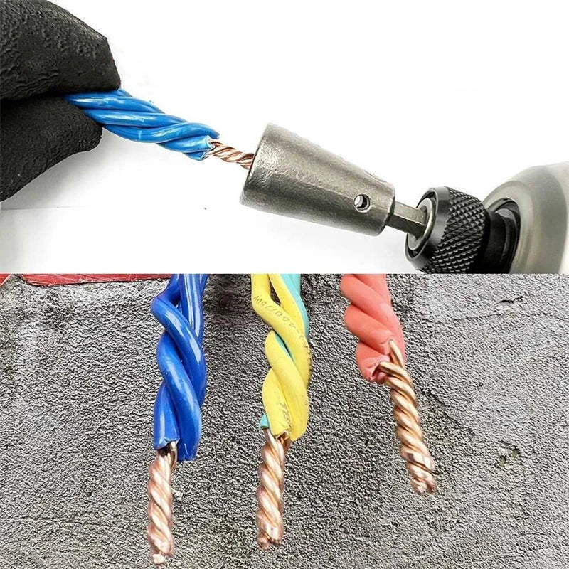 Quick Connecting 2-6 Way Cable Peeling, Wire Twisting Tool for Power Drill