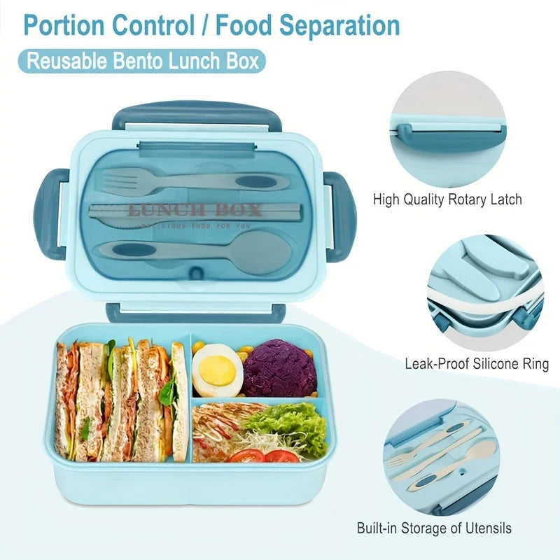 1pc Insulated Microwavable Sealed Lunch Box With Compartments