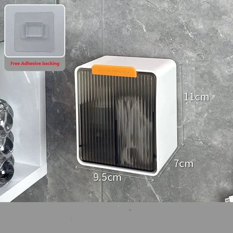 Wall Mounted Qtip Cotton Ball Floss Canisters With Lids