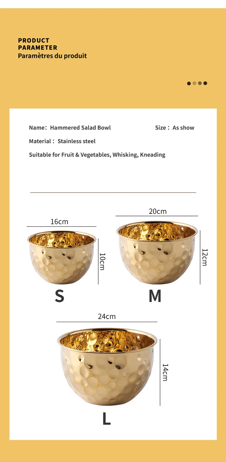 Stainless Steel Hammer Point Fruit Or Mixing Bowl