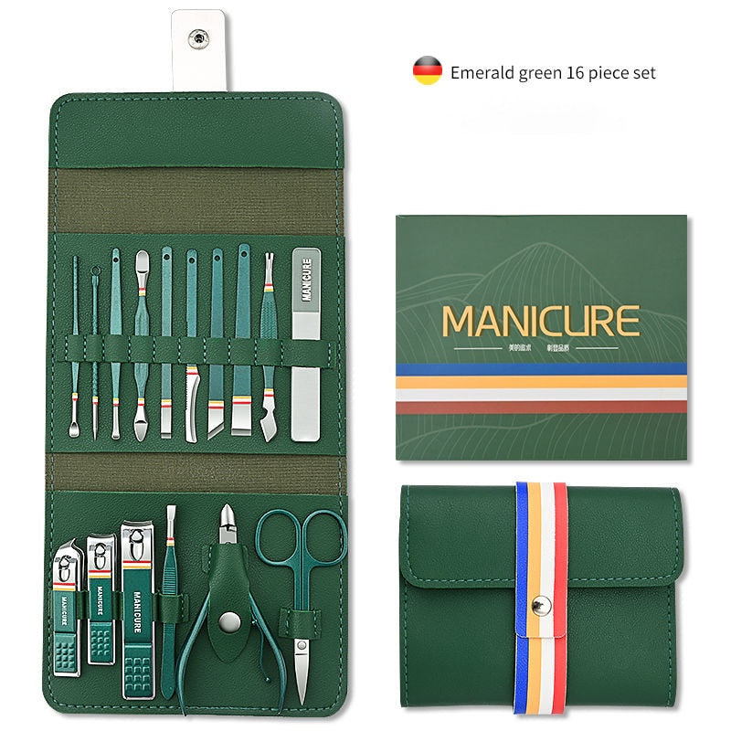 12-16pcs Stainless Steel Manicure Set With Folding Bag.