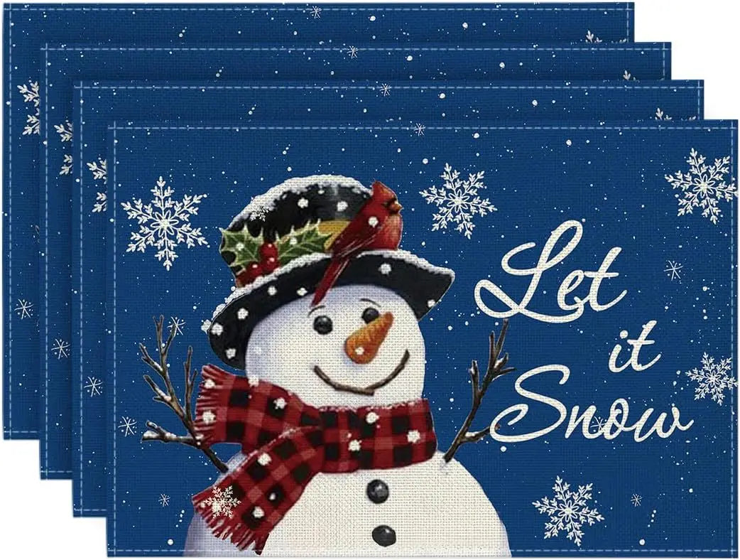 4PCS 30*45CM Linen Christmas Table Placemats