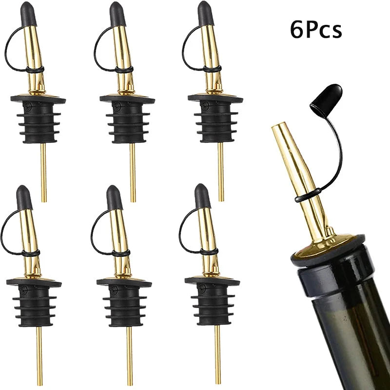 Stainless Steel Pour Spouts with Rubber Caps For Wine Or Oil Bottles