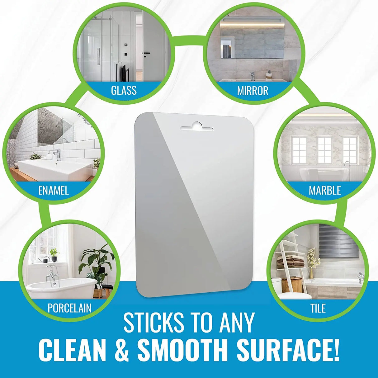 Acrylic Anti Fog Mirror With Suction Cup For Bathroom