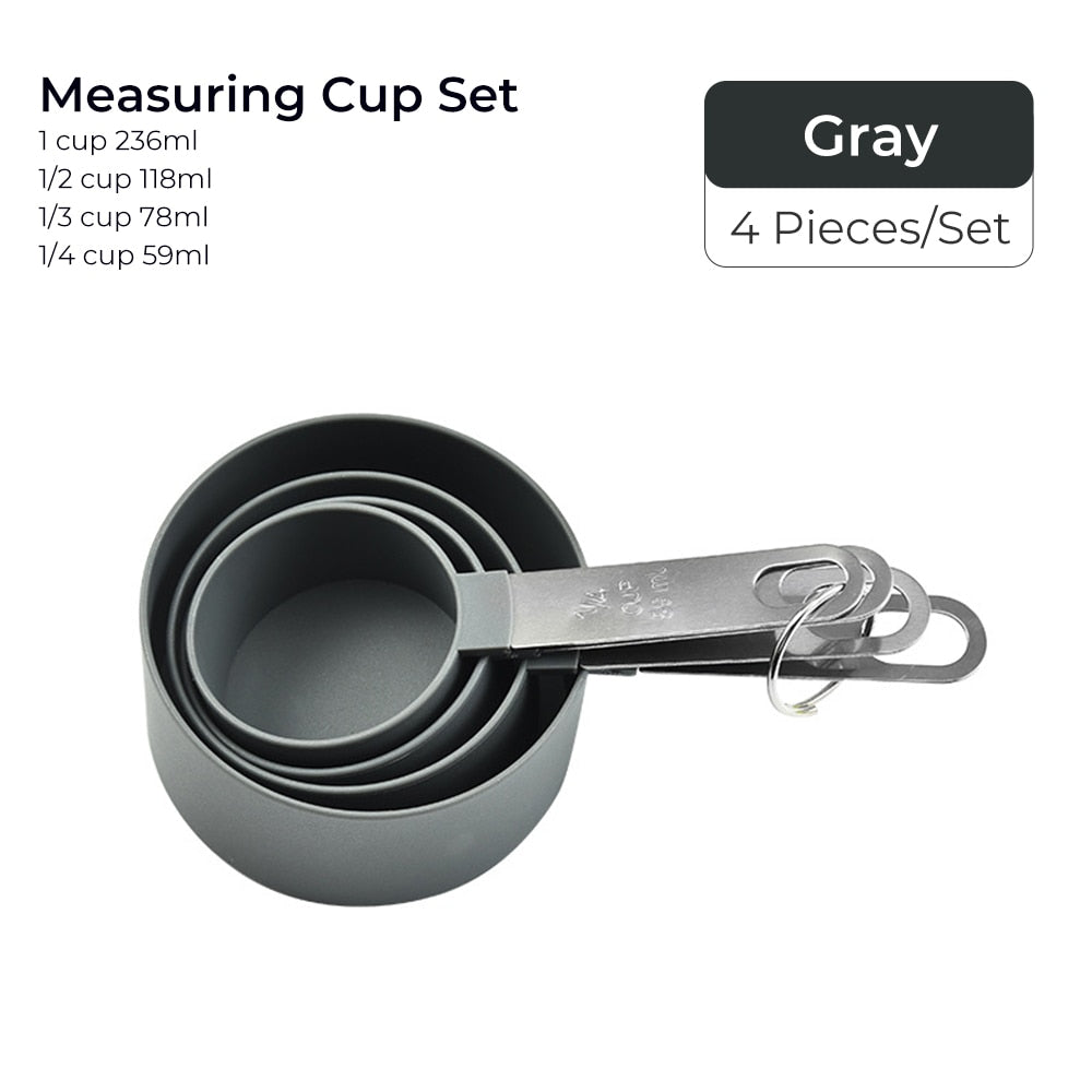 Multicolor 4pcs Stainless Steel Handle Measuring Cup Or spoons.