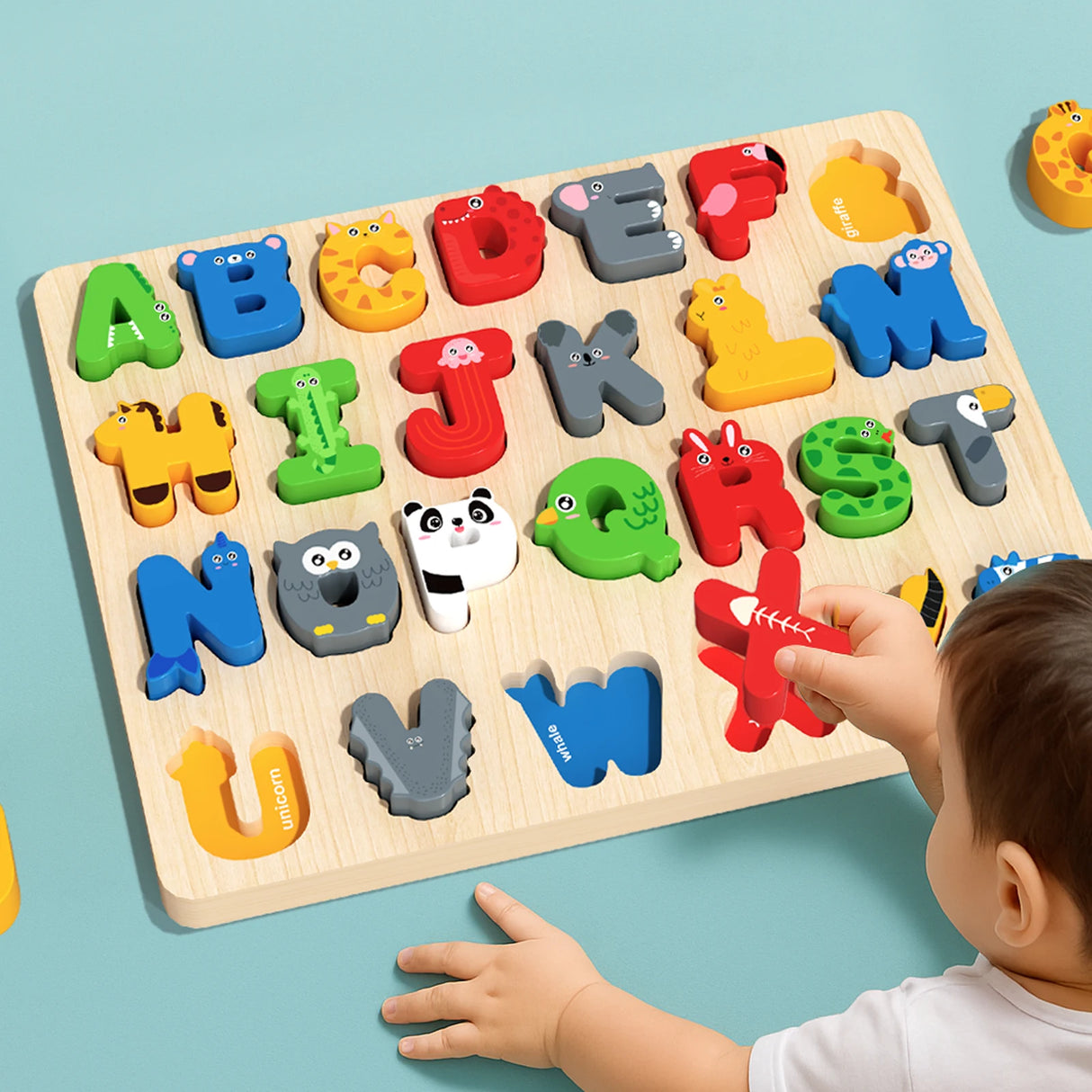 3D Colorful Montessori Wooden Alphabet Number/Puzzle
