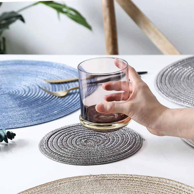 6pcs Round Woven Anti Slip Placemats Or Coasters