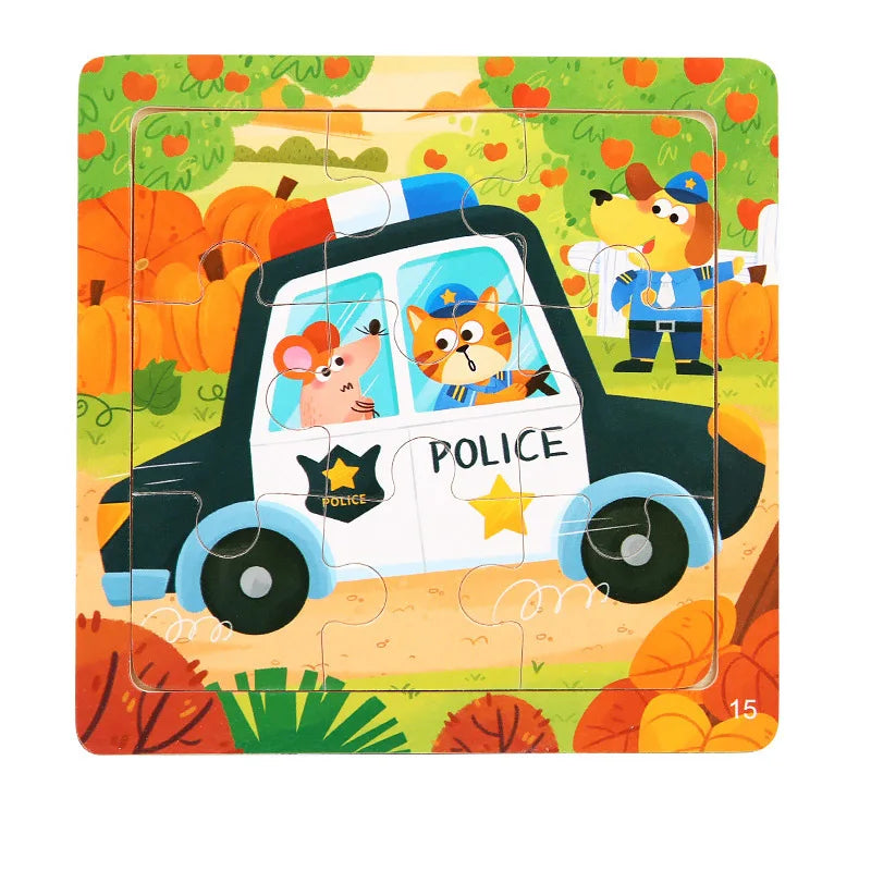 11x11cm Wooden 3d Cartoon Puzzle
