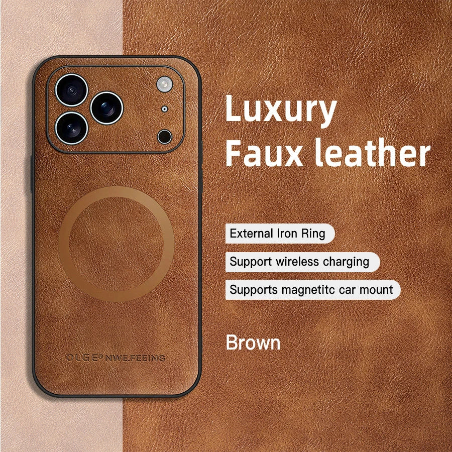 Classic Leather Phone Case For iPhone 16 11 12 13 15 17 Pro Max 16E 14 Plus 17 Air