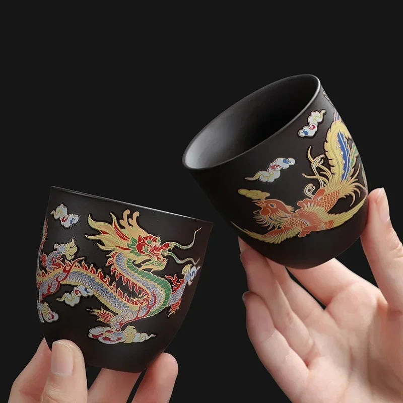 1pcs Tea Cup Changes Color In Hot Water To Dragon Or Phoenix