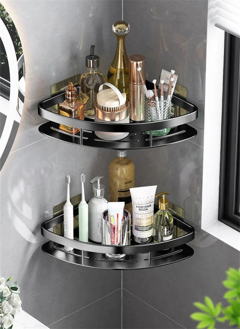 Aluminum Adhesive Corner Shelf Organizer For Showers
