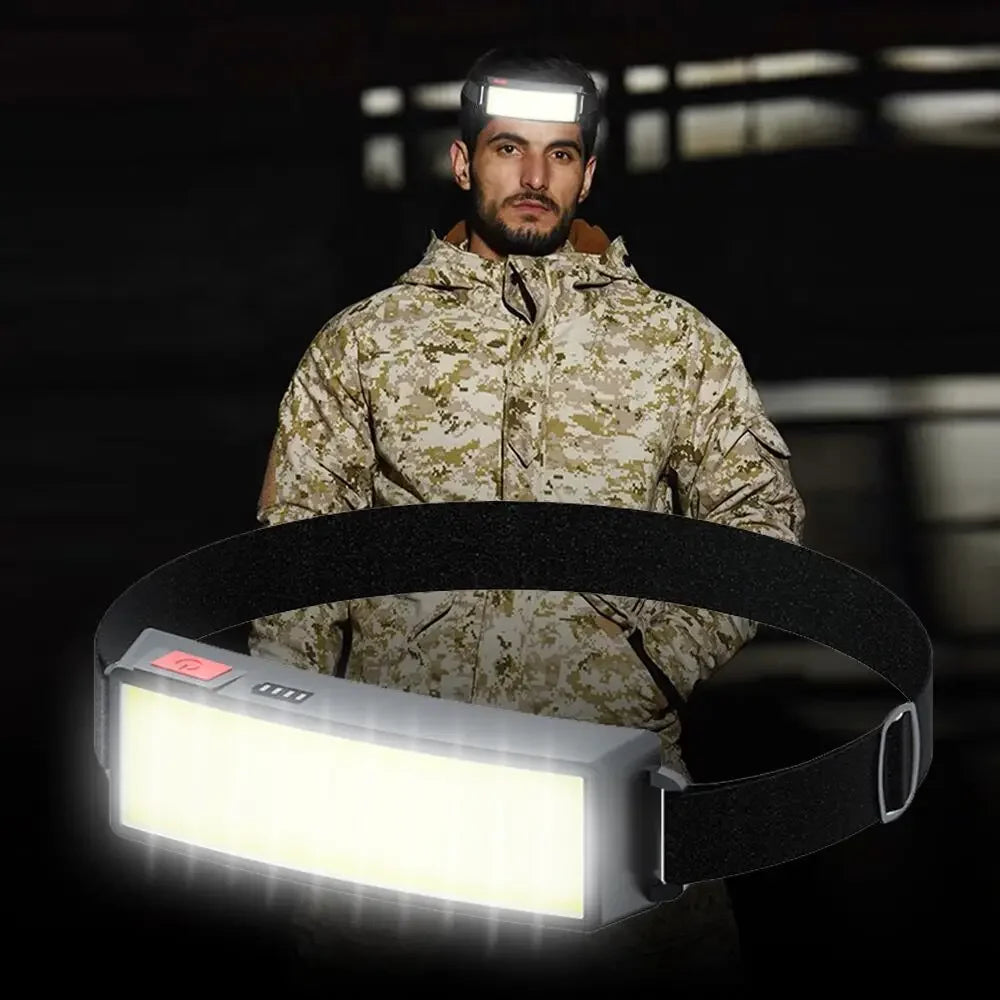 Powerful Headlamp With COB LED Built-in Type-C Rechargeable Battery