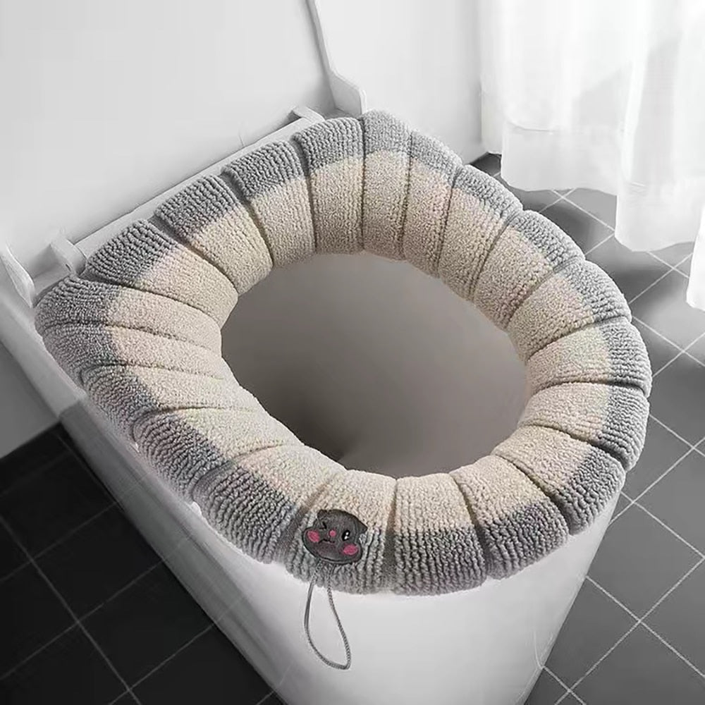 Universal Soft Warm Toilet Seat Cushion.  Easily removed and washable.