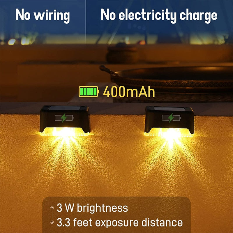 Solar Outdoor waterproof garden LED lights. Light up your patio, path, deck fence and stairs.