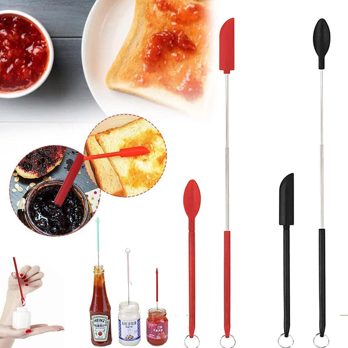 Mini Silicone Long Handle Spatula, Great for Cosmetic jars.