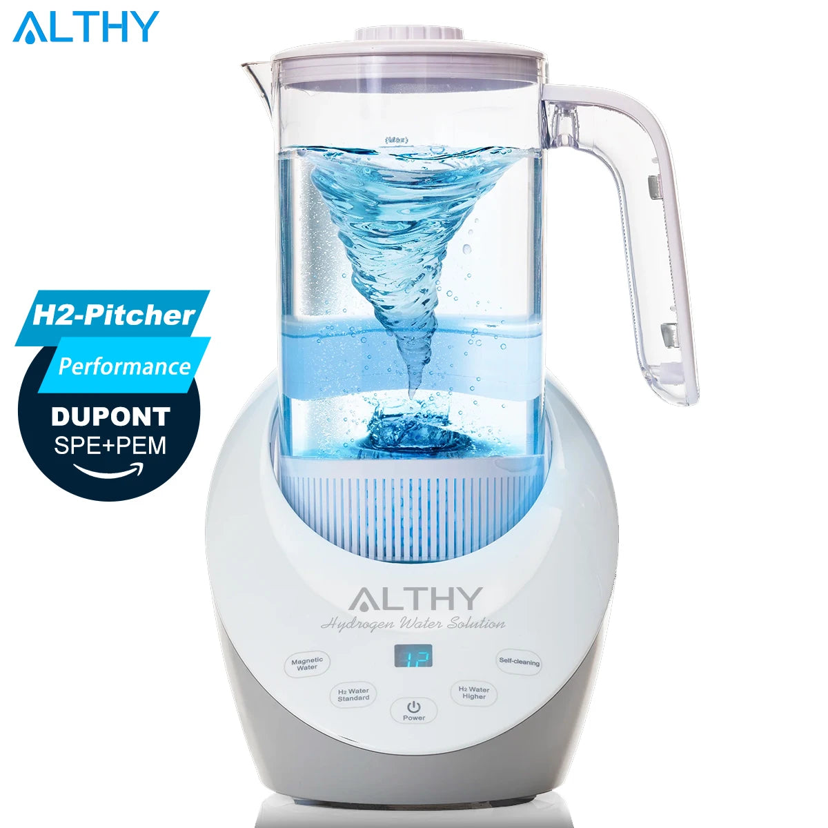 ALTHY Hydrogen Water Pitcher Generator Machine SPE & PEM With PH Calcium Sulfite filter