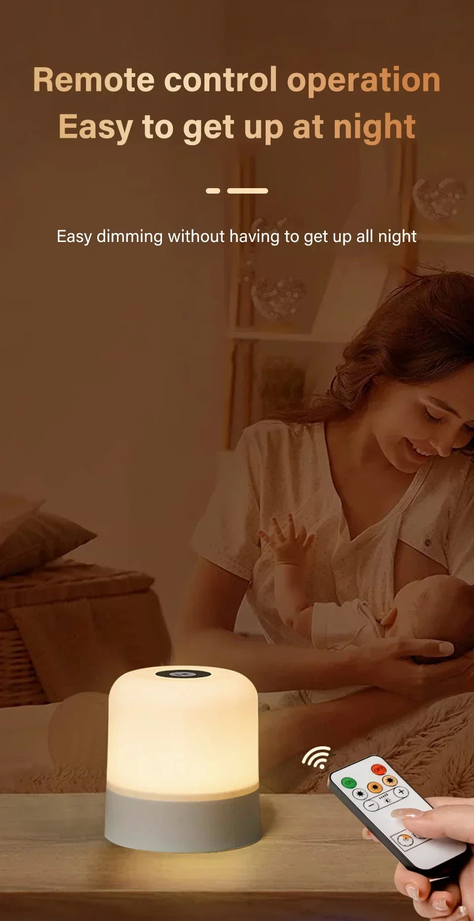 Rechargeable Led Dimmable Multicolor Night Light with Remote Control Or Touch Switch
