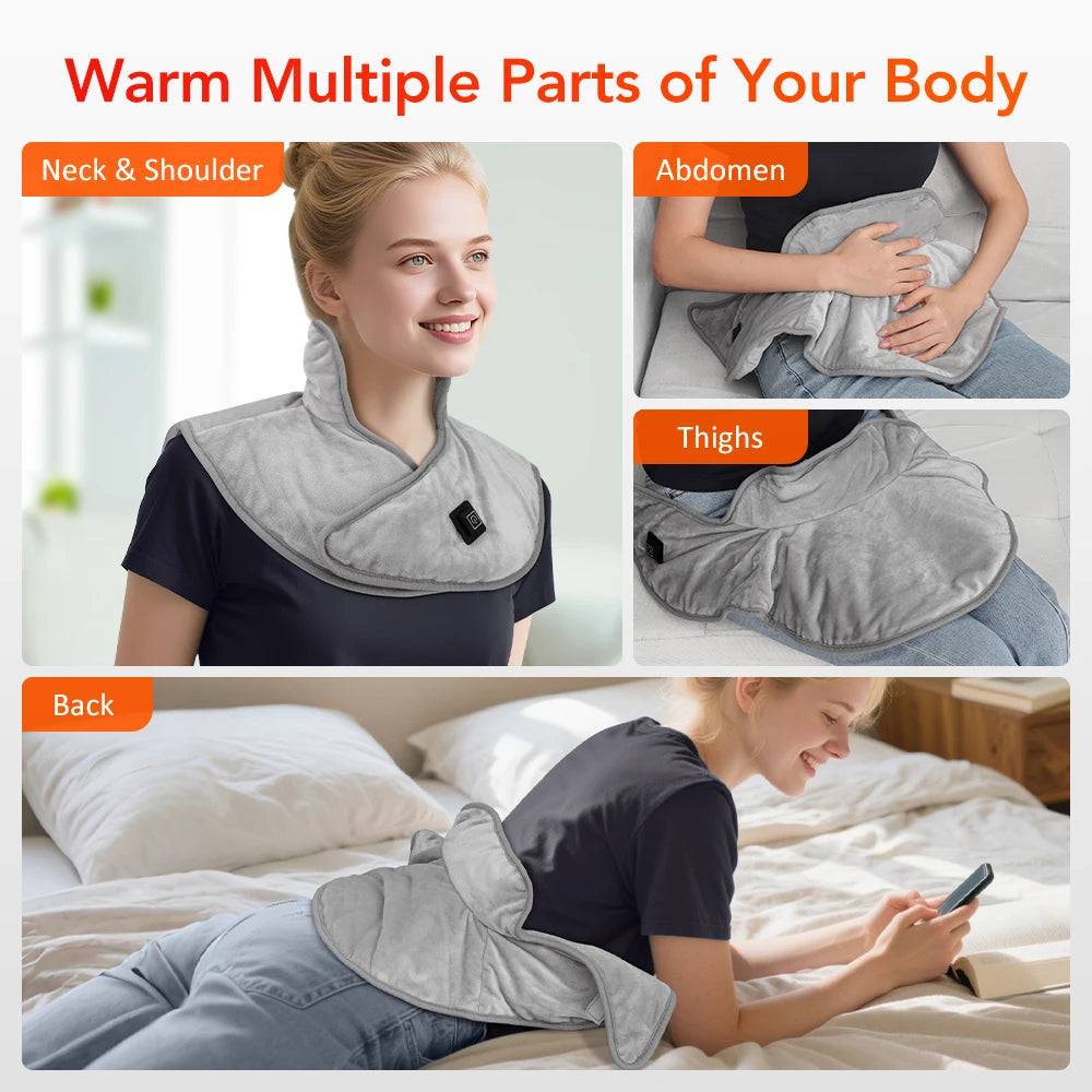 USB Heated Shoulder And Neck Padded Shawl With 3 Heat Settings