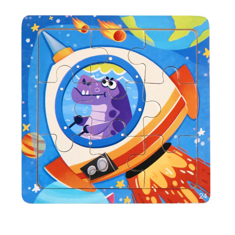 11x11cm Wooden 3d Cartoon Puzzle