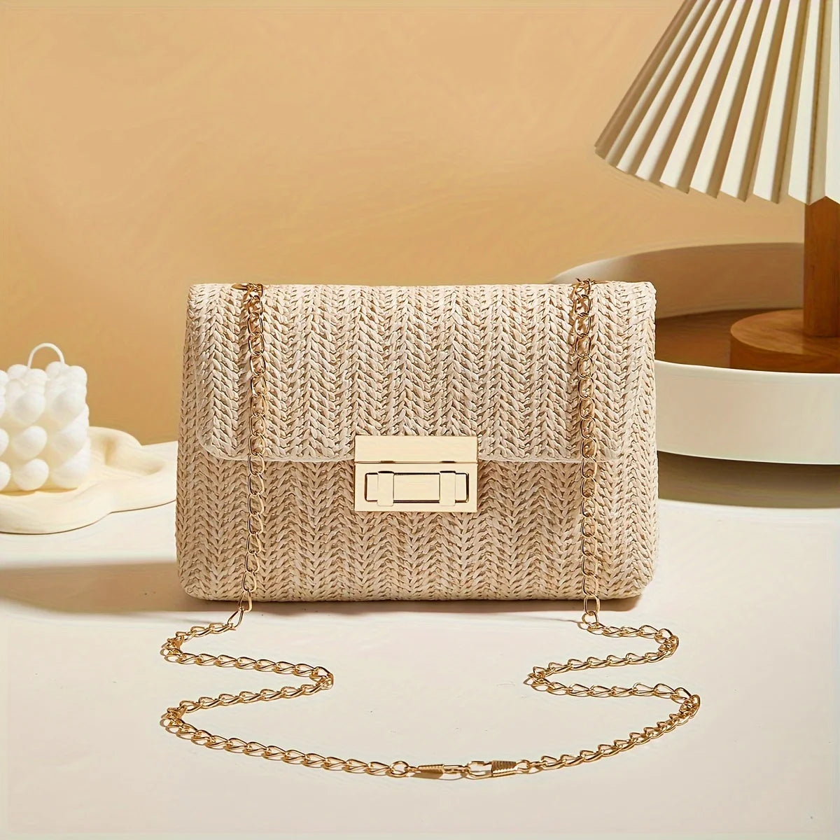 Women's Handwoven Crossbody Shoulder Bag With Lock Closure
