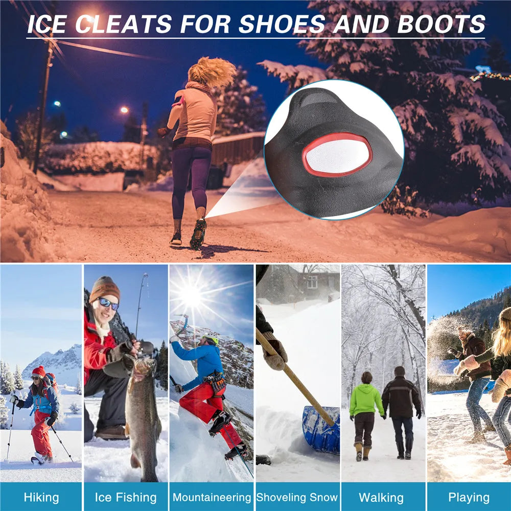 Tungsten Steel 10 Studs Ice Cleats for Shoes and Boots
