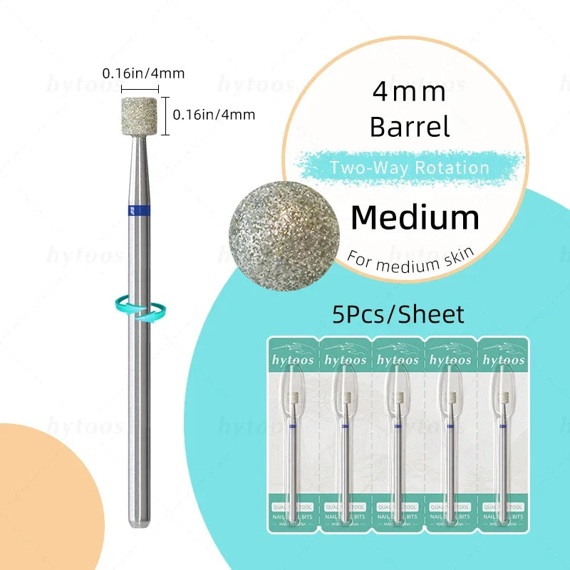 HYTOOS 5Pcs/Set Diamond Nail Drill Bits To Clean Cuticles And Nails