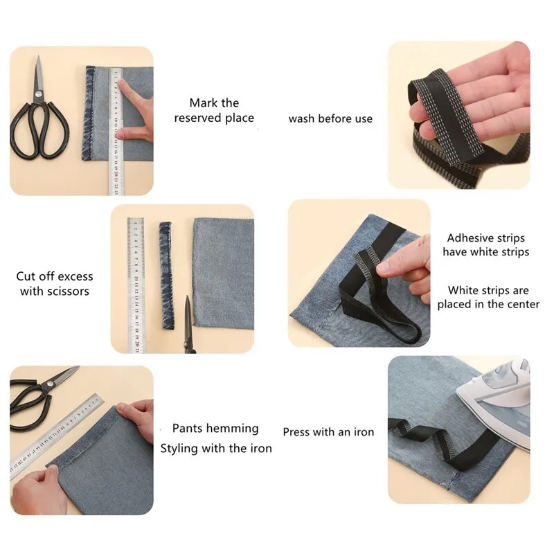 Self-Adhesive, Iron On Tape To Hem Pants, Jeans, Or Coats.