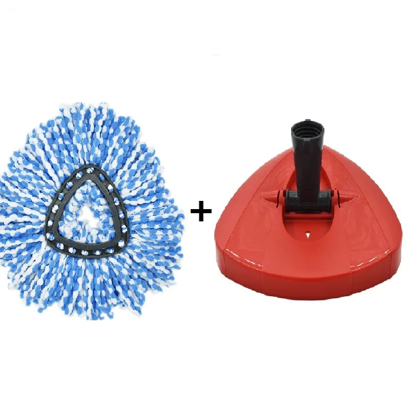 1 SET Triangular Spin Mop Base Head with Replacement Microfiber Pad