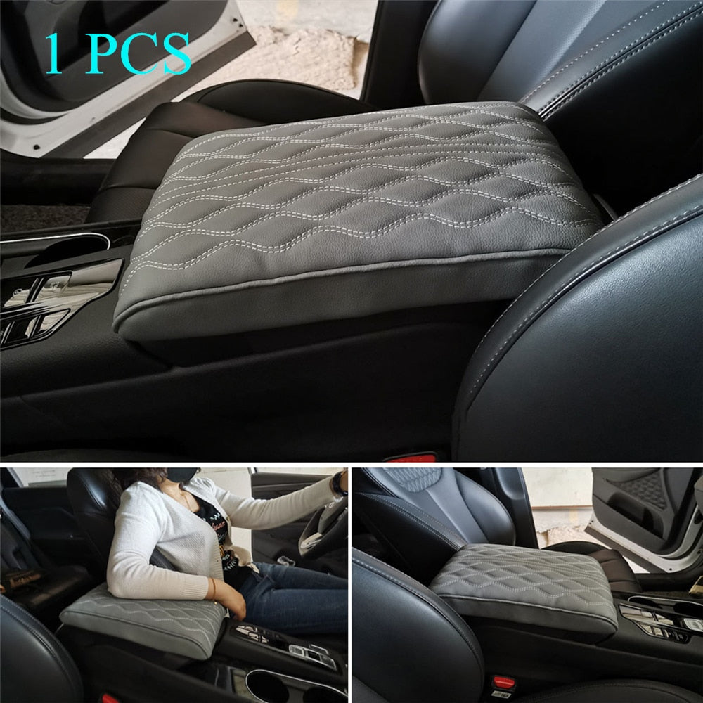 Leather Console Arm Rest Protection Cushion With Wave Embroidery For Your Car.