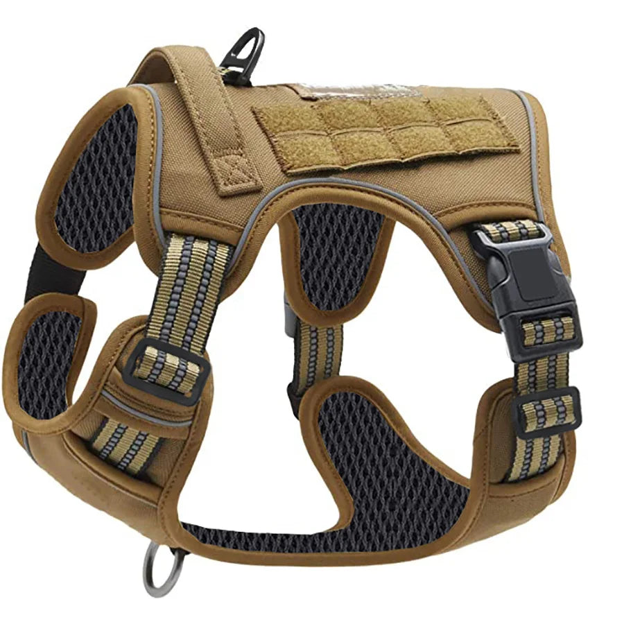 Durable Military-Style Vest with Reflective Straps & Secure Control Handle Dog Harness