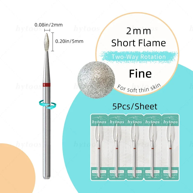 HYTOOS 5Pcs/Set Diamond Nail Drill Bits To Clean Cuticles And Nails