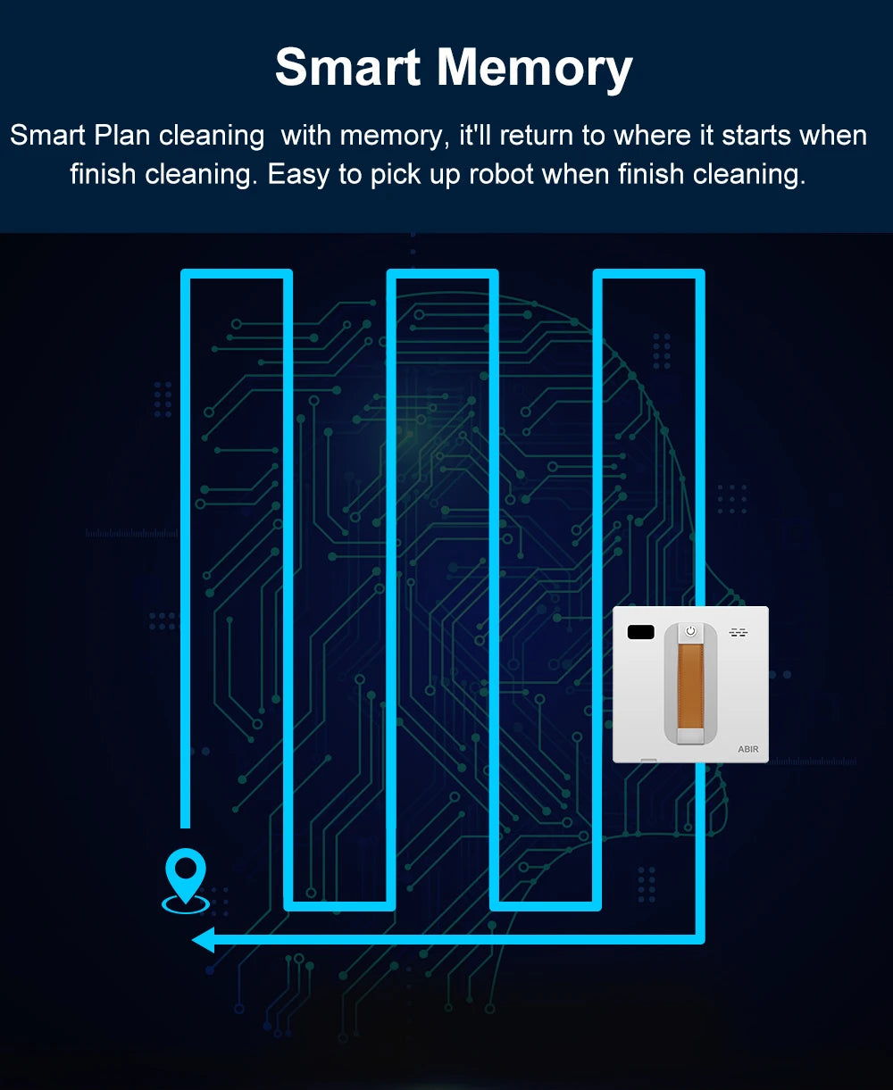 ABIR WD8 Wet Or Dry Robot Window Vacuum Cleaner ,Laser Sensor By App & Remote Control