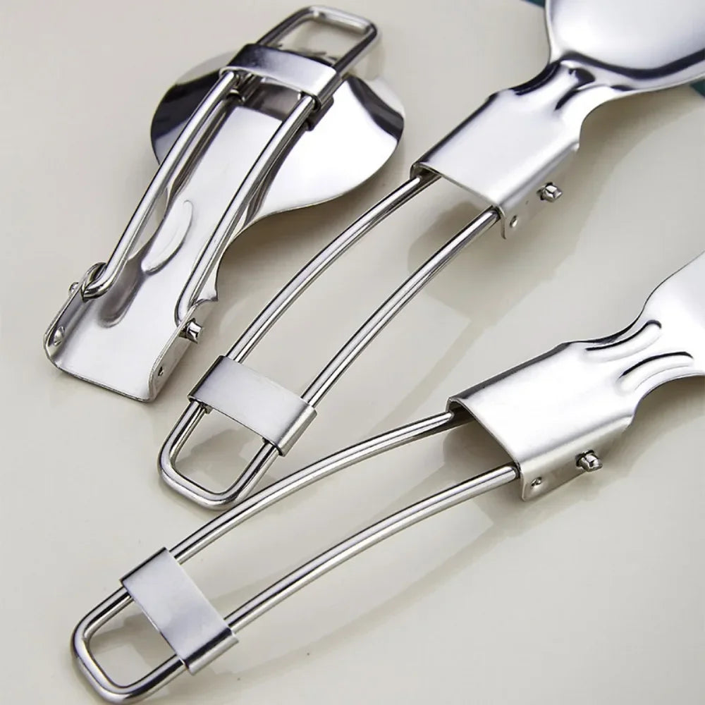 Stainless Steel Folding Spoon Fork Set With Case