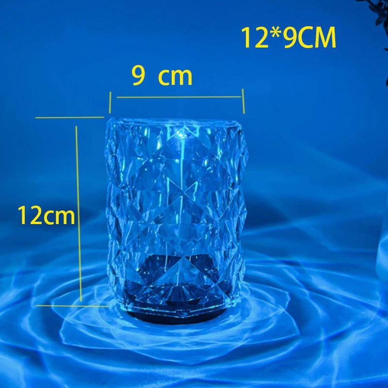 LED Crystal remote touch USB table lamp.  Romantic diamond color night light.