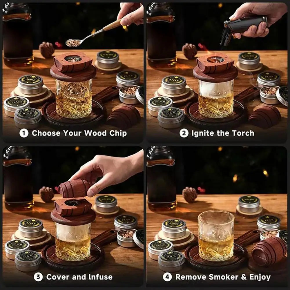 Wooden Smoke Infuser For Old Fashioned Bourbon Drinks