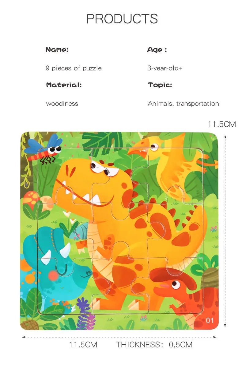 11x11cm Wooden 3d Cartoon Puzzle