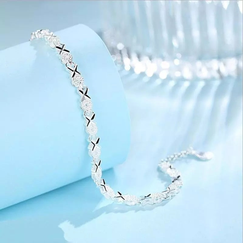 Fashion 925 silver color Cross Bracelet.