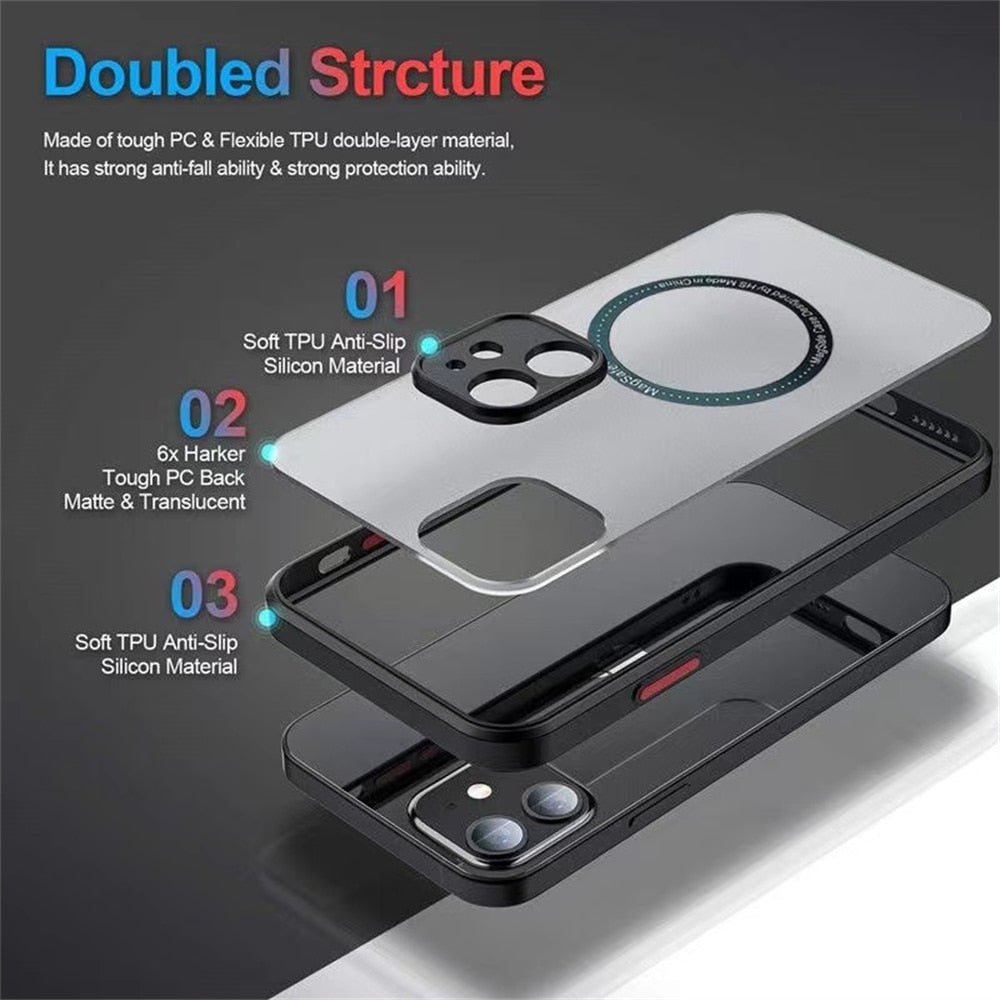 Luxury Magnetic For Magsafe Wireless Charge Phone Case For iPhone 13 14 12 11 Pro Max Mini X XR XS 14Plus Shockproof Armor Cover