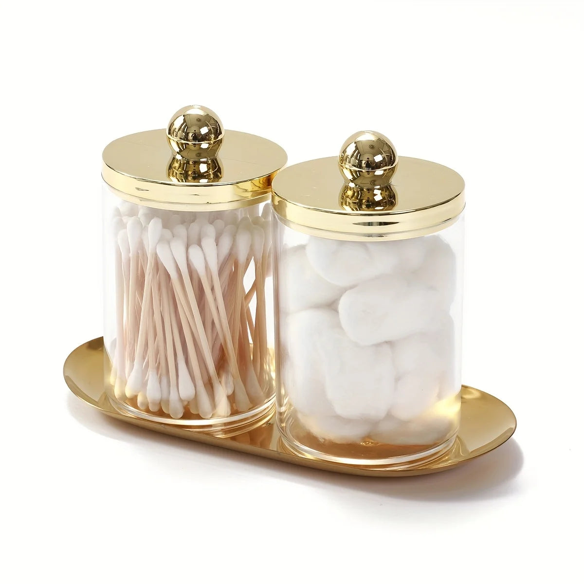 2/3pcs Acrylic Bathroom Canister Sets With Vanity Tray