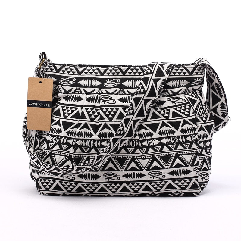 Annmouler Women's Cotton Crossbody Shoulder Bag With Multiple Pockets.