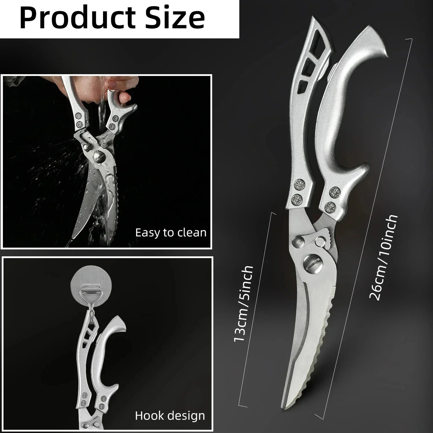 Stainless Steel Kitchen Scissors For Chicken Duck Fish Cutting