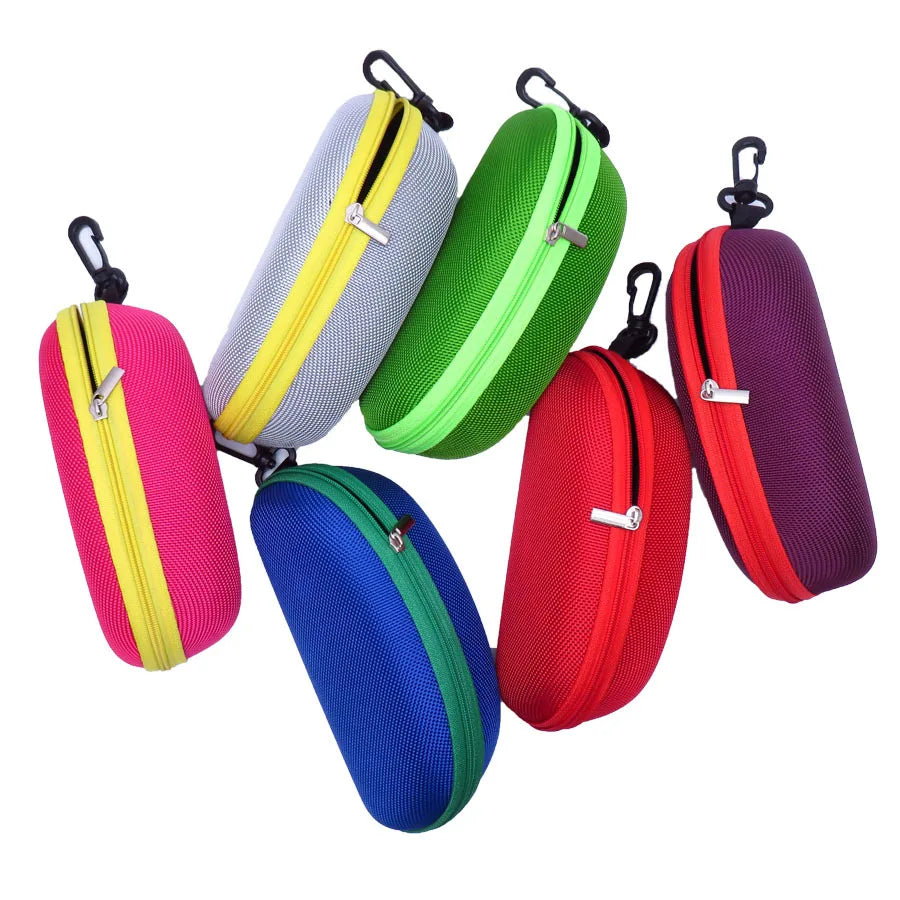 KLASSNUM Hard Eyeglass Protector Case With Zipper And Carabiner Hook