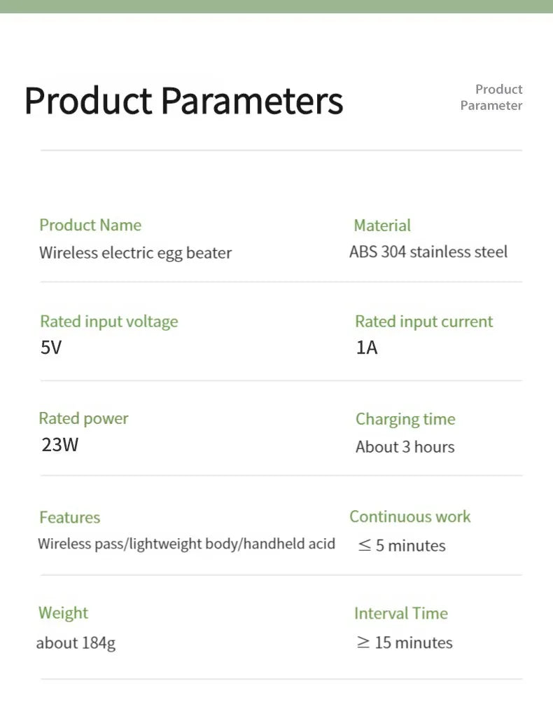 USB Charging Wireless Automatic 3 Speed Hand Food Mixer.