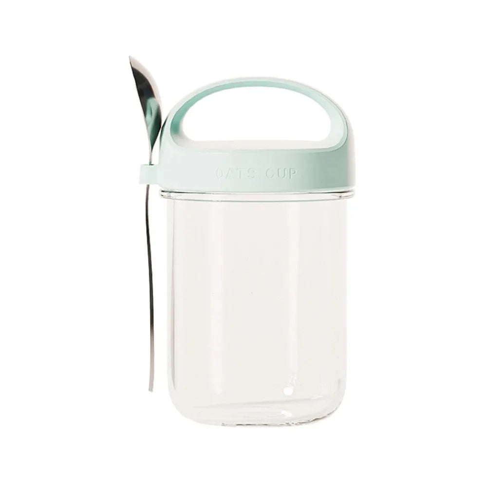 430ML Glass Cup With Lid And Spoon Great For Breakfast Oats Or Salad Cups