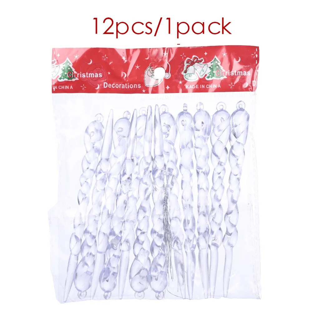 12pcs/Pack Christmas Transparent Icicle Pendants.